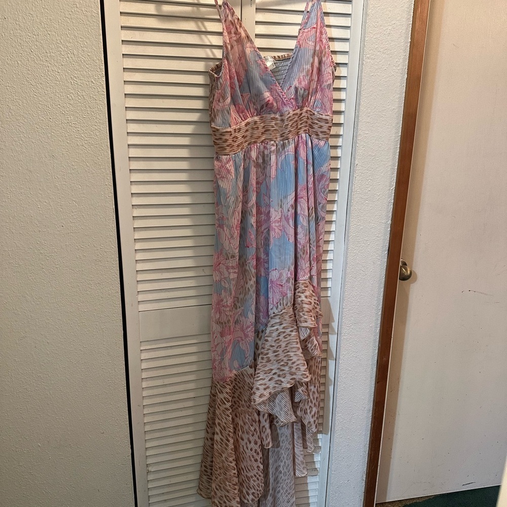 VENUS Blue and Pink Sleeveless Maxi Dress for Wedding